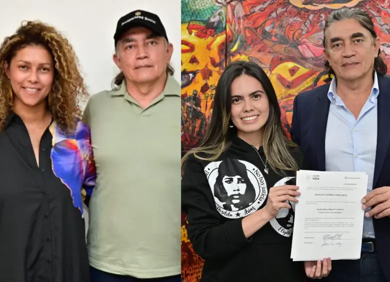 Gustavo Bolívar fue director del Departamento de Prosperidad Social en marzo de 2025. A la izquierda, con Diana Martínez, a la derecha con Jeraldin Vera. Foto: Redes sociales.