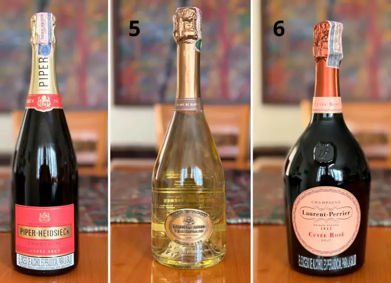 4. Champagne Cuvée Brut, 5. Blanc de Blancs Premier Cru y 6. Cuvée Rosé Brut. FOTOS Cortesía José Rafael Arango.