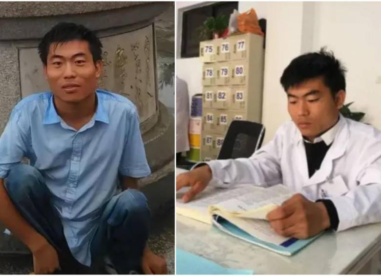 Li Chuangye, de 37 años, es un médico rural oriundo de una provincia de China, y que no se dejó ganar los obstáculos para poder lograr su objetivo. FOTO: Tomada de redes sociales Dr. Li Chuangye