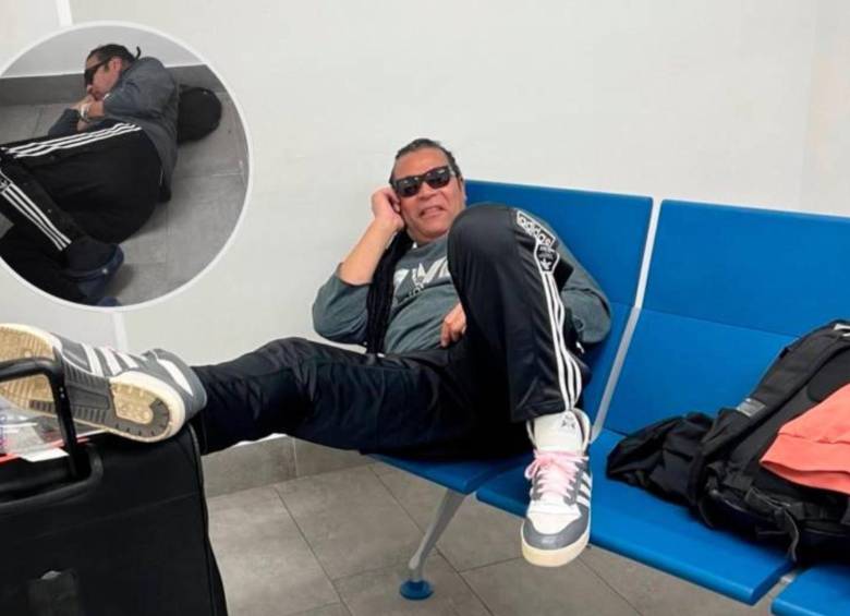 El cantante cubano Amaury Gutiérrez esperando en el aeropuerto de Cartagena tras ser inadmitido por Migración Colombia. FOTO: TOMADAS DEL INSTAGRAM DE AMAURY GUTIÉRREZ