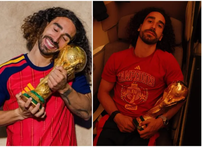 Cucurella tras ganar la Copa del Mundo con España. FOTO: Tomada de las redes sociales @cucurella3
