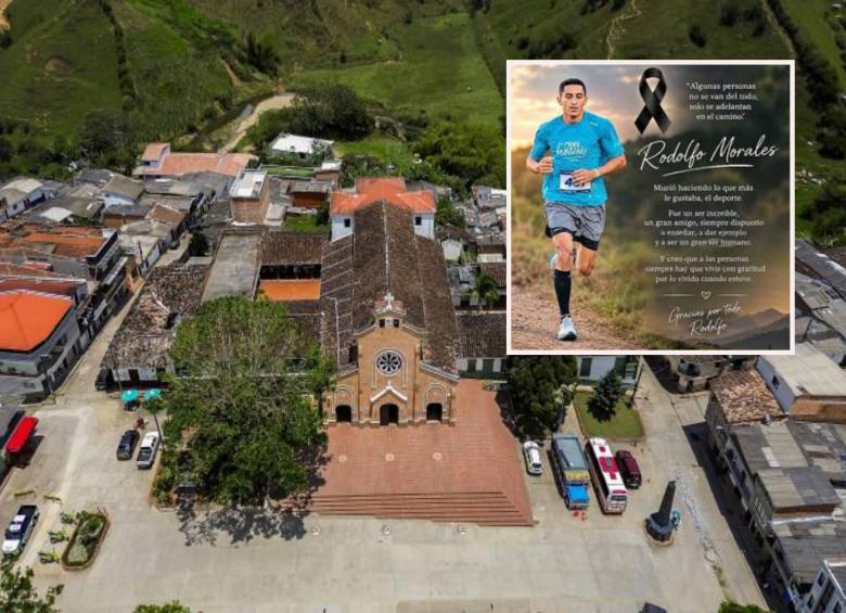Adelante, el joven fallecido en Alejandría. Atrás, panorámica del pueblo donde ocurrió el suceso. Foto: Andrés Camilo Suárez Echeverry e imagen tomada de redes.