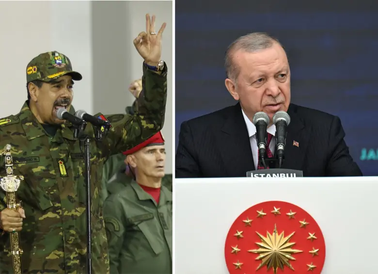 A la izquierda, Nicolás Maduro; derecha, Recep Tayyip Erdogan. Foto: AFP.