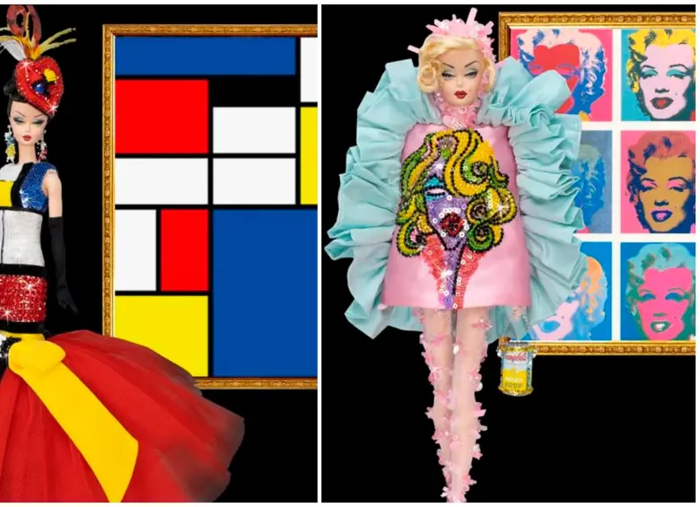 Entre sus diseños más célebres destacan las Barbies inspiradas en Piet Mondrian y Andy Warhol, íconos del arte moderno y pop. FOTO tomadas de Instagram @magia2000