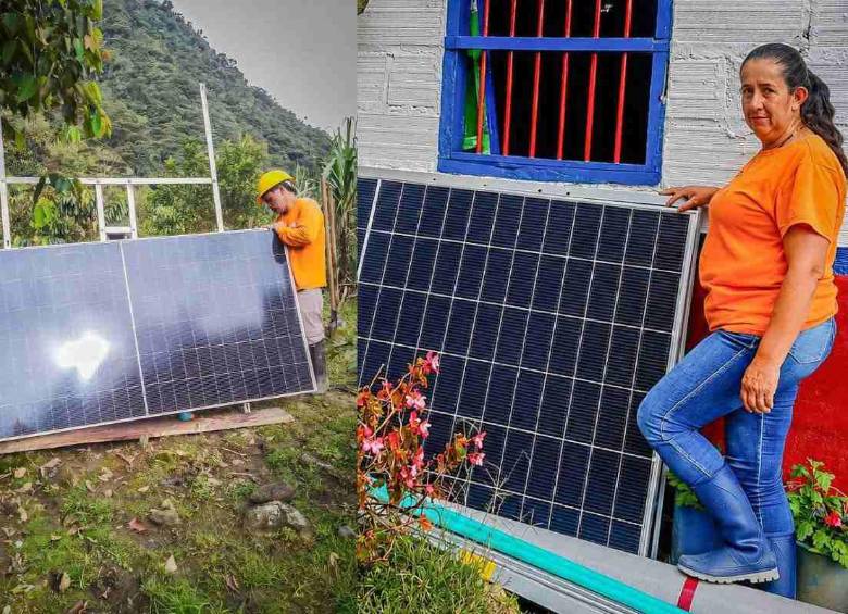 Instalación de los paneles solares en algnas de las veredas del municipio de Sonsón. FOTO: imagen tomada de redes.