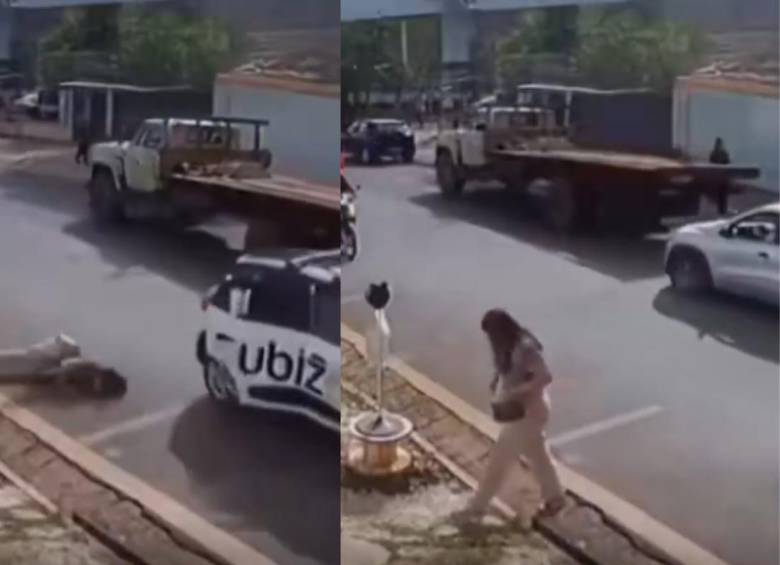 El hecho ocurrió en una vía de Brasil y quedó grabado por una cámara de seguridad instalada en la zona. FOTO: Captura de video.