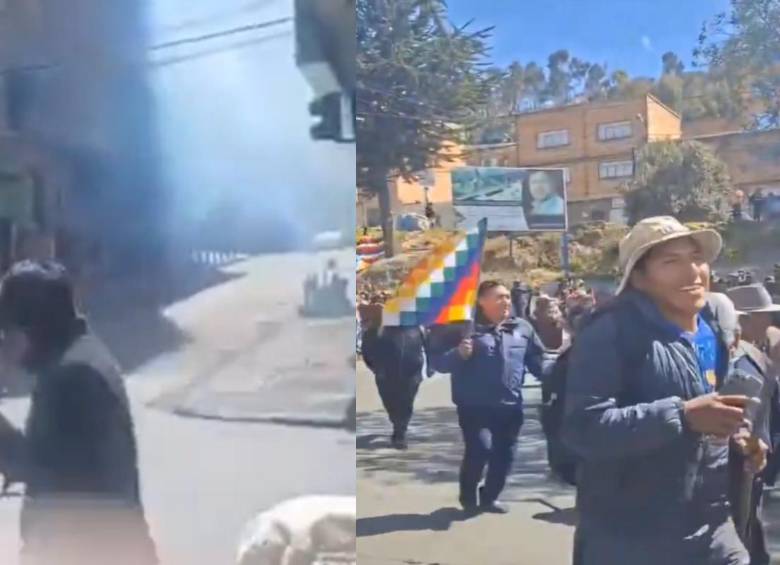 Manifestantes y policías protagonizan fuertes enfrentamientos en La Paz durante la tercera semana consecutiva de protestas contra el gobierno de Rodrigo Paz. FOTO: Redes sociales.