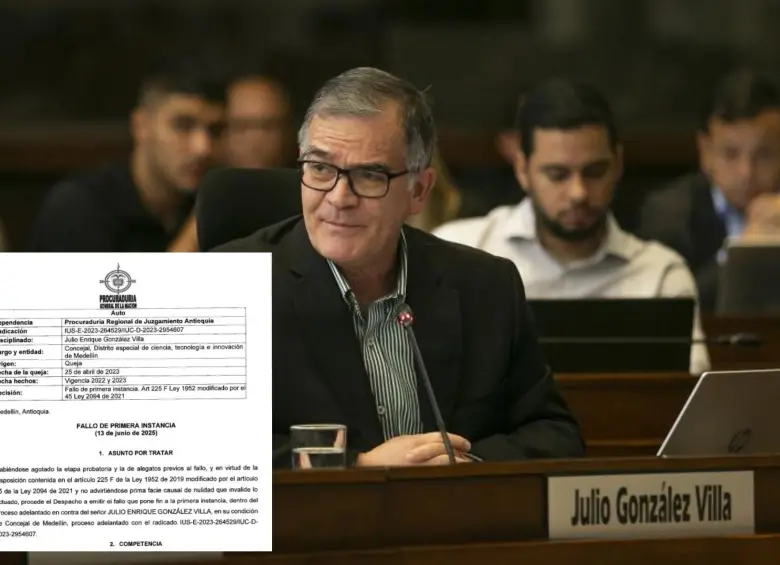 El exconcejal de Medellín Julio González Villa en el recinto del Concejo del Distrito. Foto: Esneyder Gutiérrez