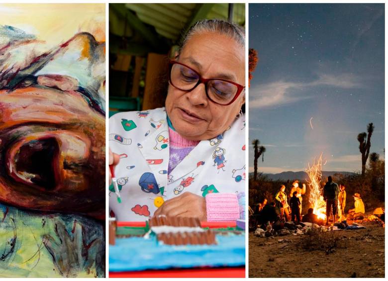 Obras y relatos que hacen parte de las exposiciones de arte gratuitas disponibles este mes en Medellín. FOTOS cortesía Sistema de Bibliotecas Públicas de Medellín