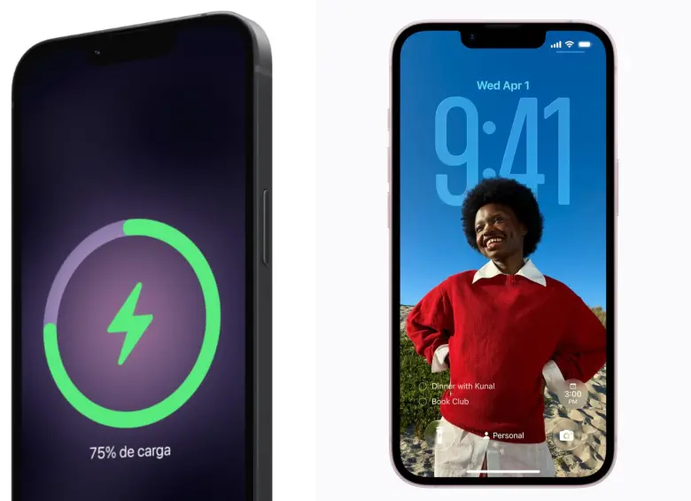 Soportará carga rápida mediante USB-C (50 % en 30 minutos) y carga inalámbrica MagSafe de hasta 15 W. FOTO: Página web de iPhone Colombia