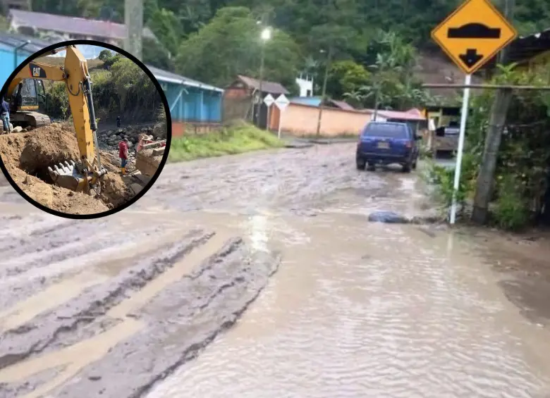 Algunas vías municipales e intermunicipales se han visto afectadas por las lluvias. Las autoridades trabajan en atender la situación. Foto: Redes sociales.