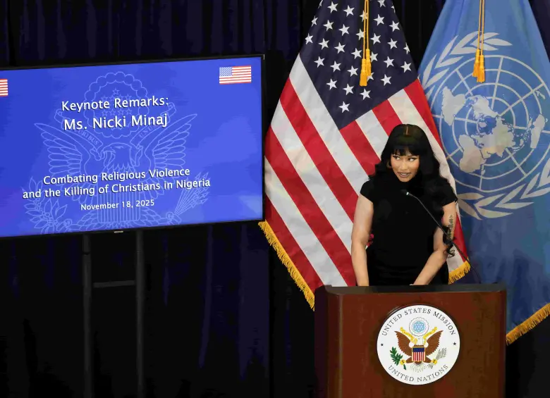 La intervención de Minaj ocurrió en medio de la mayor tensión reciente entre Nigeria y EE. UU., marcada por señalamientos de Trump sobre una “amenaza existencial”. FOTO: AFP.