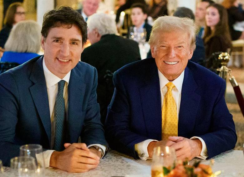 Justin Trudeau y Donald Trump durante su encuentro en Mar-a-Lago, Florida, el pasado sábado 30 de noviembre. FOTO: Tomada de X @JustinTrudeau