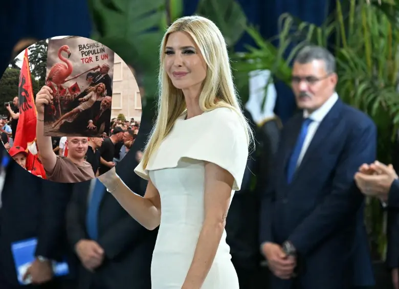 Manifestantes se congregaron en Tirana y otras localidades de Albania para rechazar un megaproyecto turístico vinculado a Ivanka Trump y Jared Kushner. FOTO: AFP.