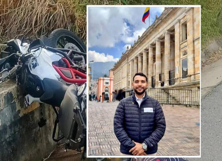 Adelante, el líder social fallecido. Atrás, una de las motos que estaría involucrada en el accidente. FOTO: imagen tomada de redes