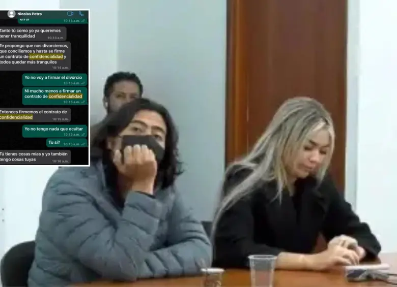La exesposa de Nicolás Petro, compartió hoy por redes sociales, un chat que develaría que el exdiputado le propuso “firmar un contrato de confidencialidad”. Foto: Colprensa/Redes Sociales @