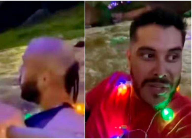 Los hombres se lanzaron al río sin ningún tipo de protección en caso de caer al agua. FOTO: Captura de video
