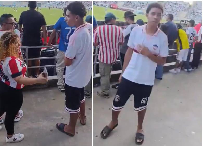 Lo que debía ser una tarde de fútbol finalizó en un penoso episodio de discriminación cuando una mujer y otros espectadores lo increparon por vestir chanclas. FOTO: Captura de video de redes sociales @criticolombia4