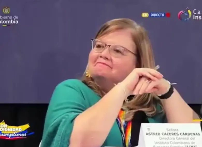 Así fue la reacción de la directora del ICBF, Astrid Cáceres, ante las palabras de Gustavo Petro. Foto: captura de video Presidencia