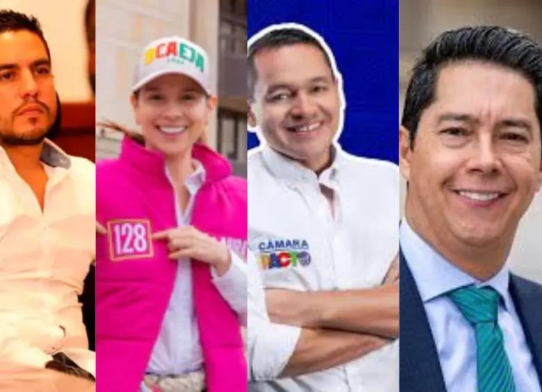 Daniel Quintero junto a algunos de los aspirantes del Pacto Histórico que respaldó durante la consulta interna, entre ellos Álex Flórez, Laura Ahumada, Alejandro Ocampo y Pedro Flórez. FOTOS: COLPRENSA Y REDES.