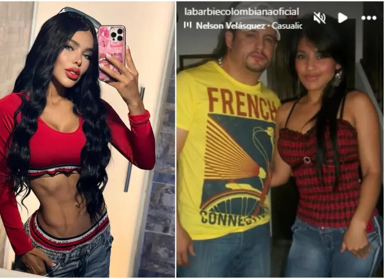 Tatiana junto con el cantante Nelson Velásquez antes de su transformación. FOTO: Tomada de redes sociales @labarbiecolombianaoficial