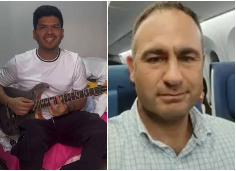 A la izquierda, Carlos Andrés Quiroga Quevedo, quien intentó abrir las puertas del avión. A la derecha, Michele Carlo Benedetto Cinque, el exmilitar que detuvo al colombiano. FOTO: Cortesía de redes sociales