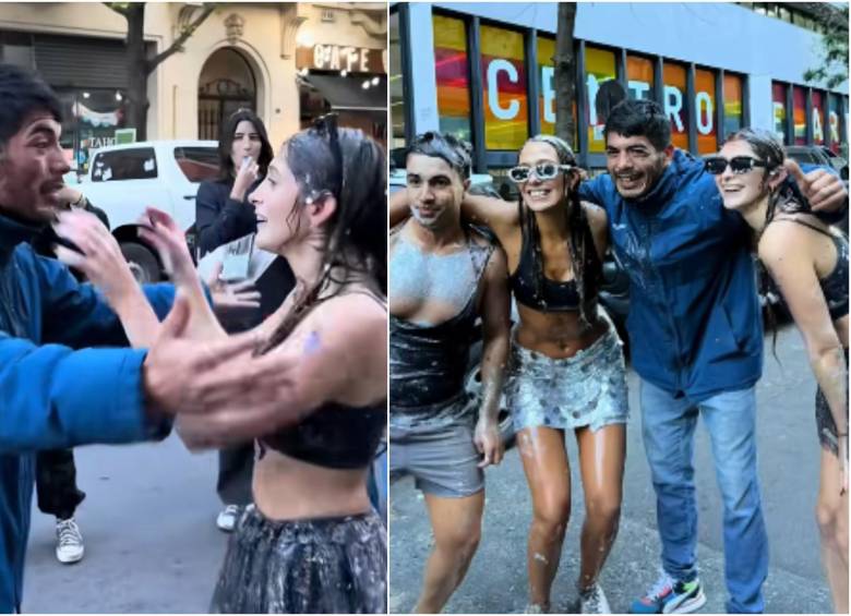 Amigos, familiares y otros jóvenes graduados, acompañaron a la joven argentina a buscar al cuidador de carros para unirlo a la celebración por haber culminado la carrera. FOTO: CAPTURA VIDEO REDES SOCIALES