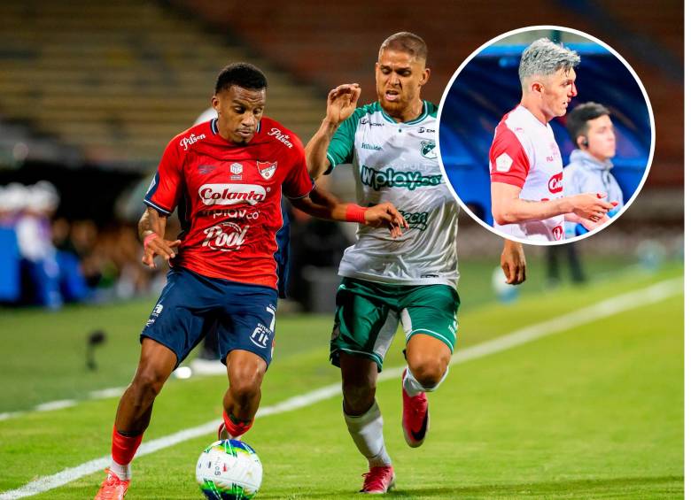El volante cundinamarqués Daniel Torres recibió un golpe en el partido entre DIM y Santa Fe por Liga. Jugarán a puerta cerrada. Foto: Manuel Saldarriaga