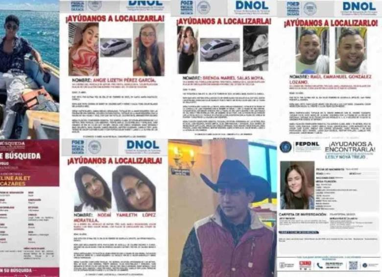 Los carteles con los que buscaban a los jóvenes reportados como desaparecidos. FOTO: Tomad de redes sociales