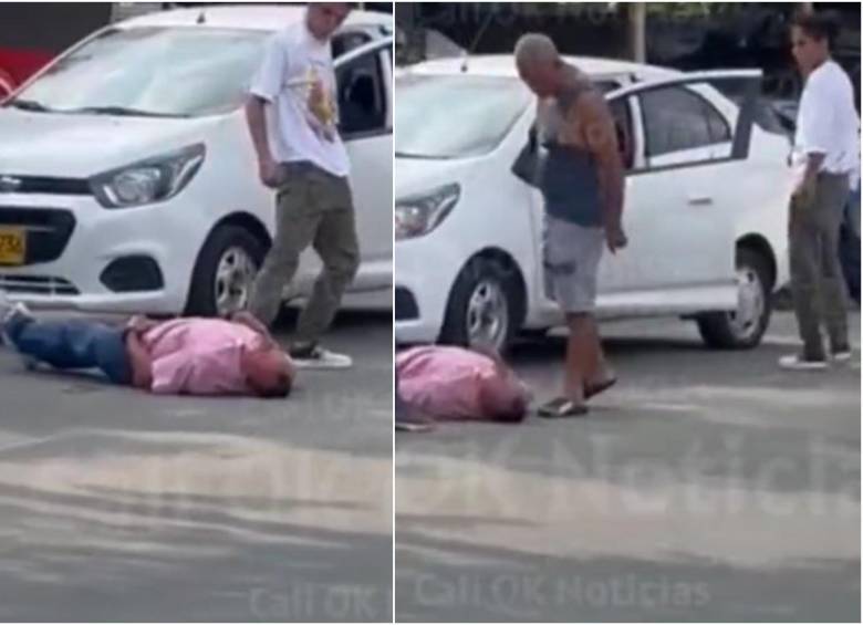 En el video se puede ver y escuchar tanto al joven como al adulto discutir. Uno le reclamaba al otro por un tema de movilidad. FOTO: Captura video Twitter @calioknoticias