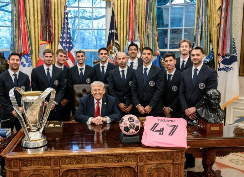 Messi y sus compañeros del Inter Miami con Trump. FOTO: Casa Blanca