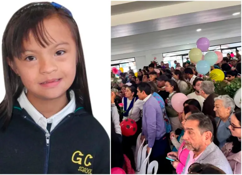 Una multitud se acercó a la iglesia de la Inmaculada Concepción, de Cajicá, para despedir a Valeria Afanador. FOTO: Tomada de X @alcajica y Colprensa