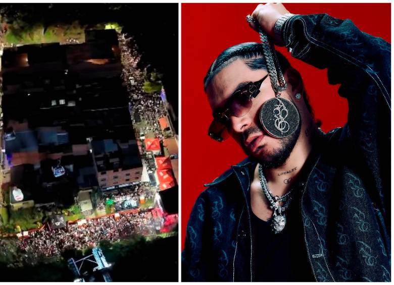 El montaje del escenario y la logística del evento implicaron bloqueos totales en varios tramos de la carrera 70 y calles aledañas, una operación coordinada por la Secretaría de Movilidad para permitir el desarrollo del espectáculo de Ryan Castro. FOTOS pantallazo de Instagram @medellinenelmapa y Colprensa