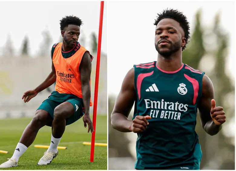 Vinícius Júnior regresó este lunes a los entrenamientos con el Real Madrid en España mientras arregla su situación contractual. FOTO: Tomada de redes sociales @realmadrid
