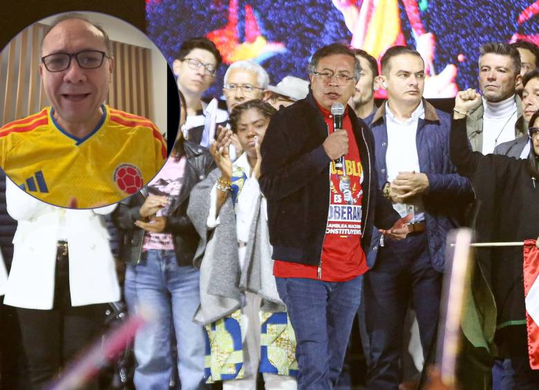 Gustavo Petro y sus ministros convocando a la marcha a favor de Venezuela Foto: Colprensa y captura de video