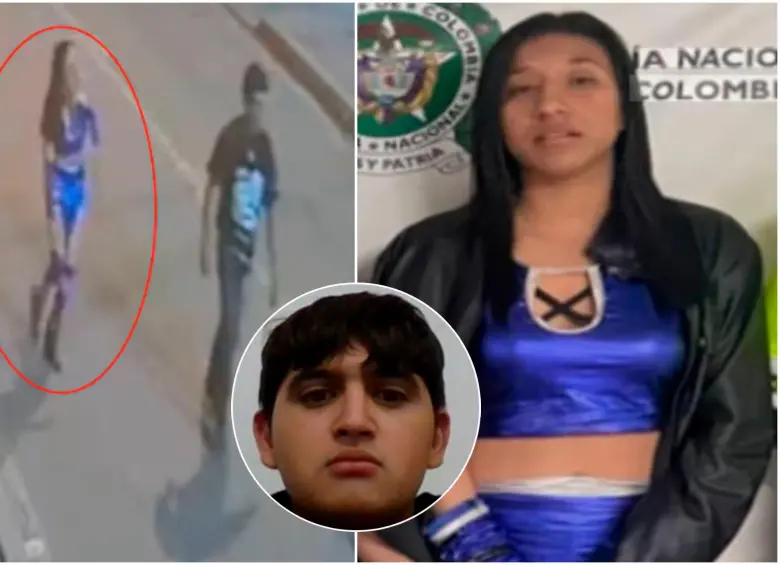La mujer del disfraz azul que acompañaba a los dos hombres que atacaron a Jaime Esteban Moreno fue identificada como Kleidymar Paola Fernández Sulbarán, de nacionalidad venezolana. FOTOS: Captura de video y cortesía Policía 