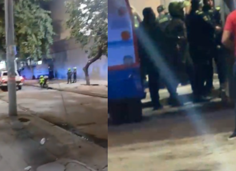 La Policía frustró un intento de robo en la sede del Banco de la República en Santa Marta, a la que cuatro hombres ingresaron vestidos de personal de transporte de valores. FOTO: Captura de video redes sociales