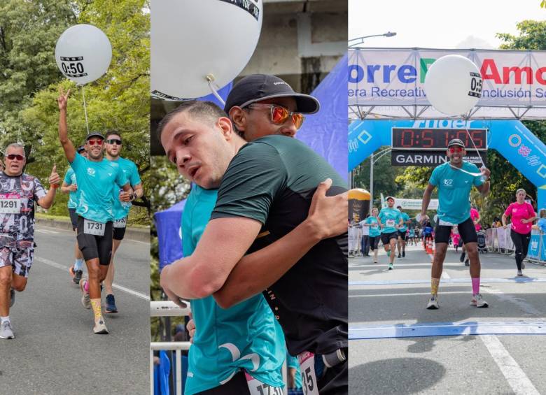 Juan José en medio de su trabajo de pacer, animando, ayudando y apoyando a todas las personas en la carrera. FOTO: CORTESÍA 