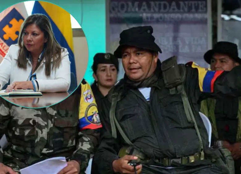 Fiscal general, Luz Adriana Camargo y alias Calarcá, jefe de disidencia. Foto: Colprensa y AFP