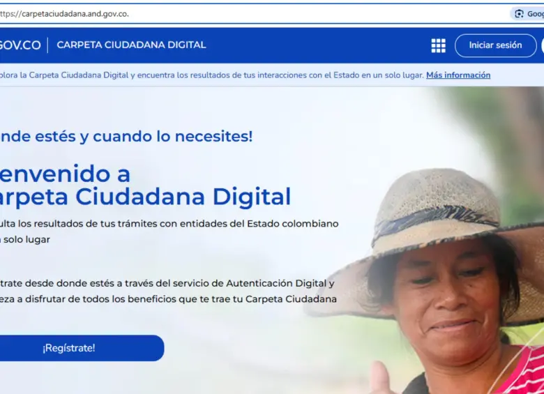 FOTO: CAPTURA PÁGINA CARPETA CIUDADANA DIGITAL
