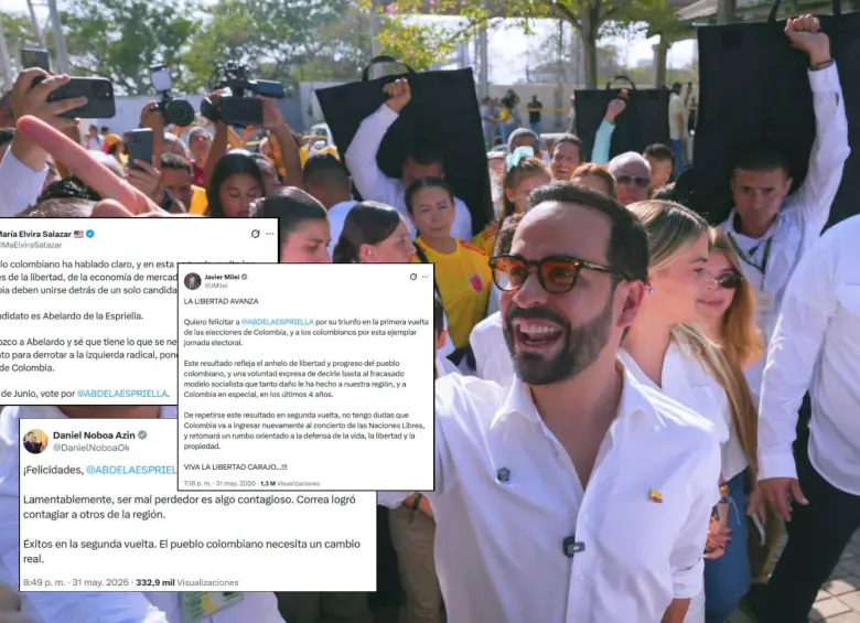 El candidato Abelardo de la Espriella recibió varios apoyos de líderes de otras naciones. Fotos: AFP y capturas de X