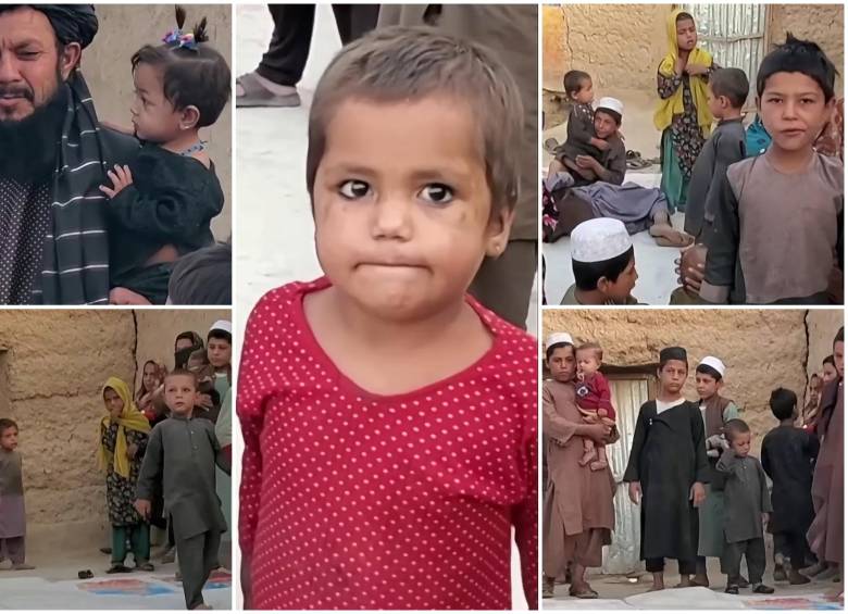 Algunos de los hijos de Muhammad Sadeq. FOTO: Captura de video de redes sociales de BBC