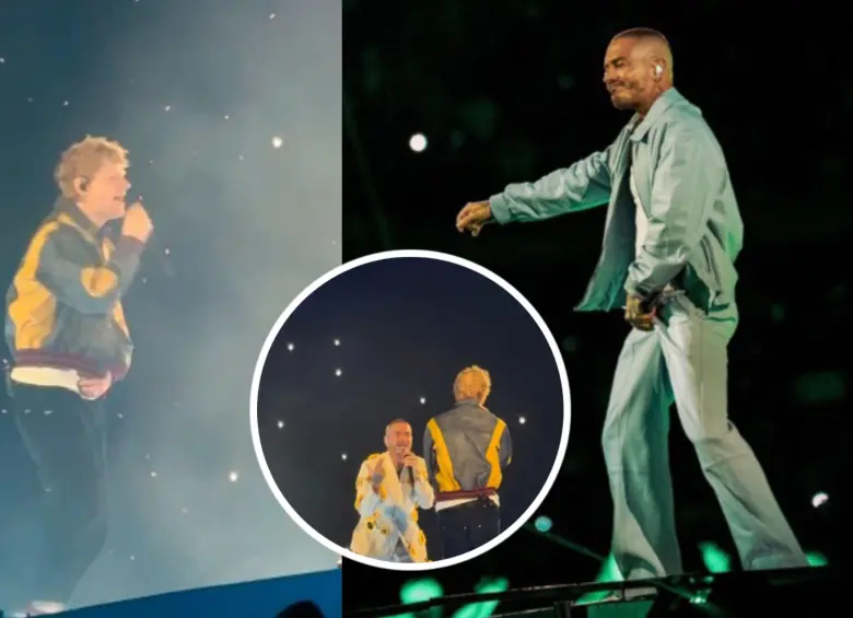 Ed Sheeran fue la gran sorpresa internacional en el concierto de J Balvin que estuvo marcado por la nostalgia y la presencia de artistas internacionales. Fotos: Sencia Bogotá y captura de videos