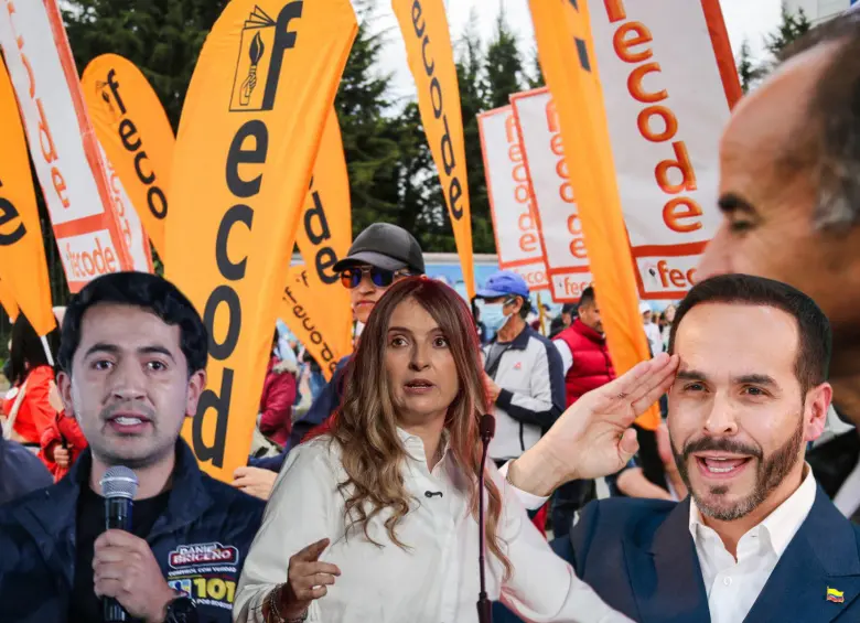 Daniel Briceño, Paloma Valencia y Abelardo de la Espriella serían los blancos de un ataque en redes y político del sindicato de profesores, Fecode. Fotos: Colprensa, Getty Images y Manuel Saldarriaga