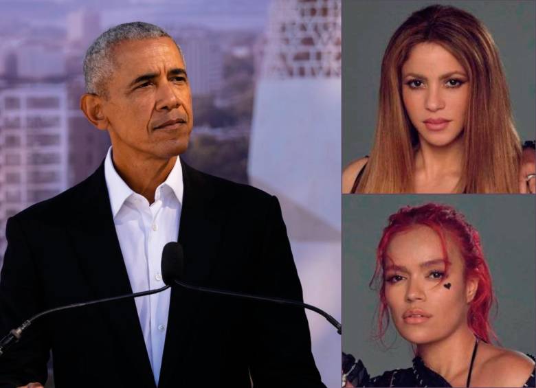 Barack Obama escogió TQG de Shakira y Karol G como una de sus canciones favoritas del 2023. FOTOS: Composición EL COLOMBIANO