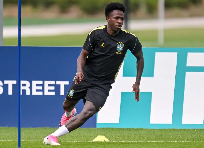 Vinícius entrenando con la Selección de Brasil en el Mundial 2026. FOTO: Getty