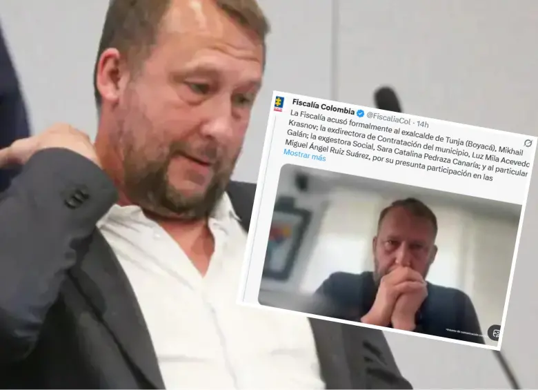 Mikhail Krasnov, exalcalde de Tunja, acusado por la Fiscalia. Foto: Fiscalía General de la Nación.