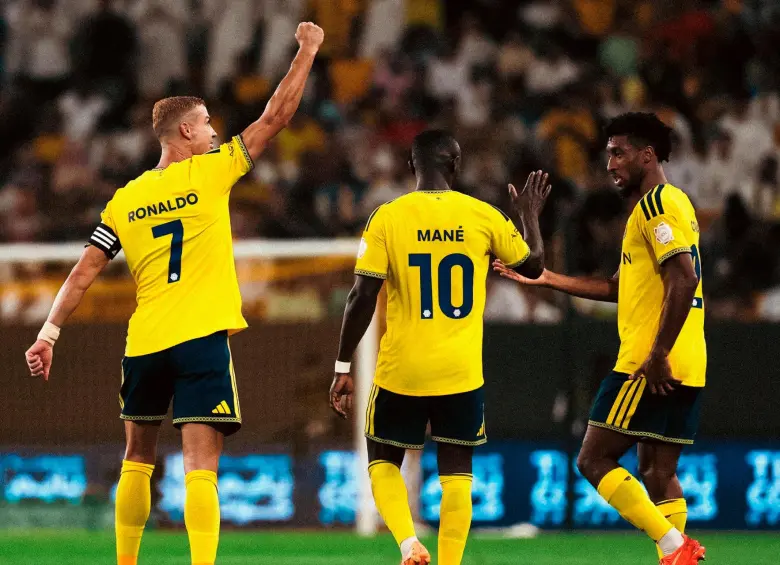 Cristiano Ronaldo, Sadio Mané y Kingsley Coman, el tridente de ataque del Al-Nassr. FOTO: X Al Nassren