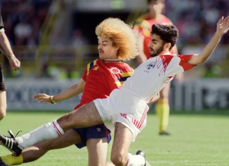 El primer y único gol del Pibe Valderrama en los mundiales. FOTO: AFP