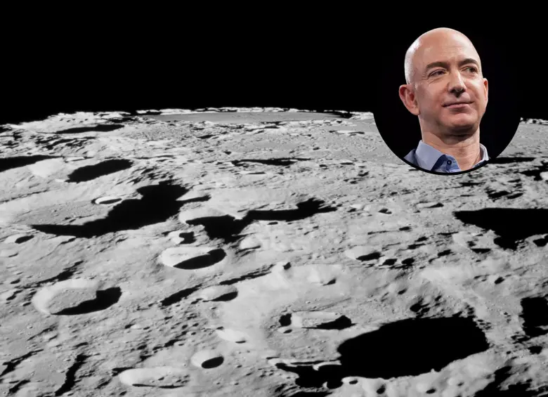 La primera parte de las misiones para construir la Base Lunar estará a cargo de Jeff Bezos y su compañía Blue Origin. FOTOS Cortesía Nasa y AFP